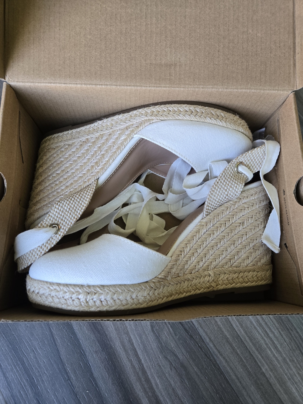 Wedge Espadrille Ankle-Tie Shoes in White